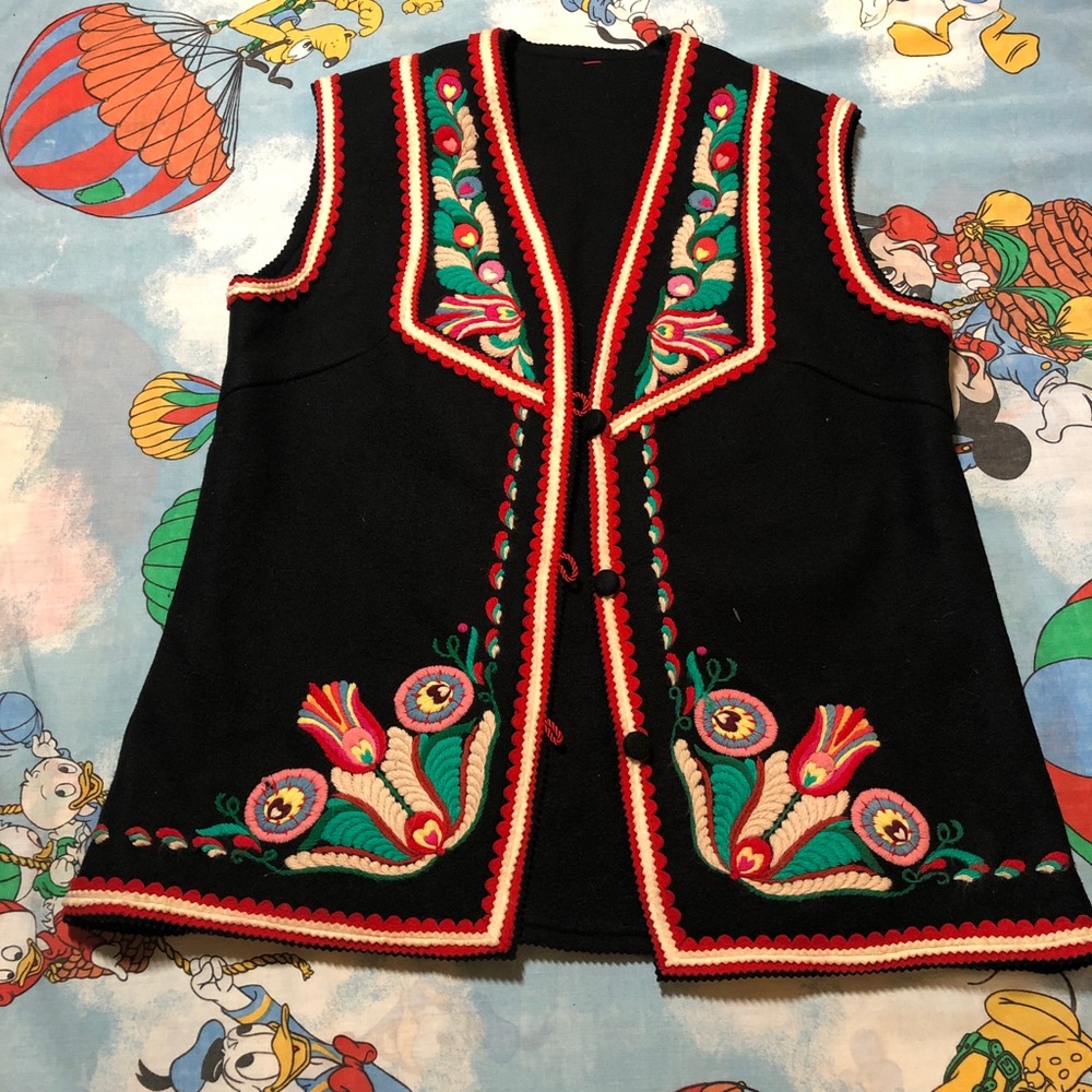 Vintage felt and embroidered hippie vest